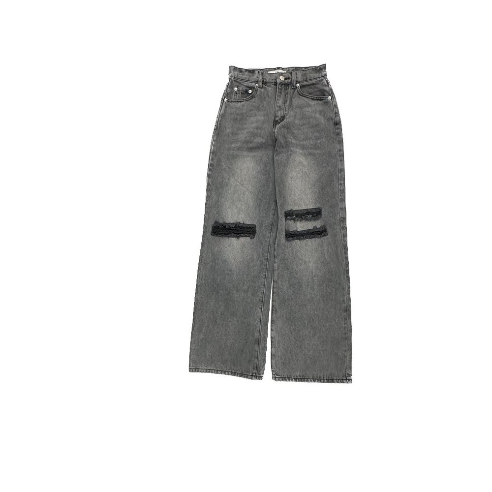 Adika Wide Leg Jeans Women S Black Distressed Baggy Denim High Rise